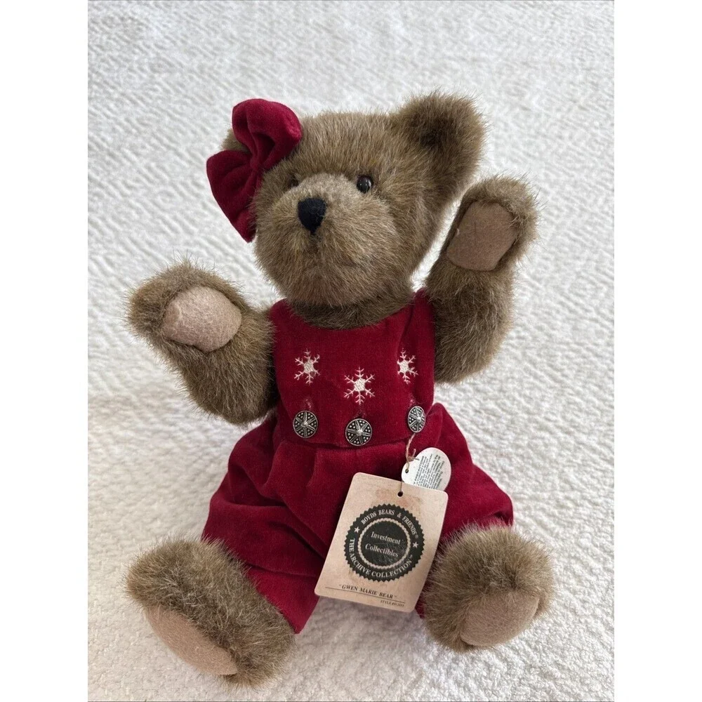 Boyd's Bears The Archive Collection Gwen Marie Bear #912055 Jointed Red Bow 12